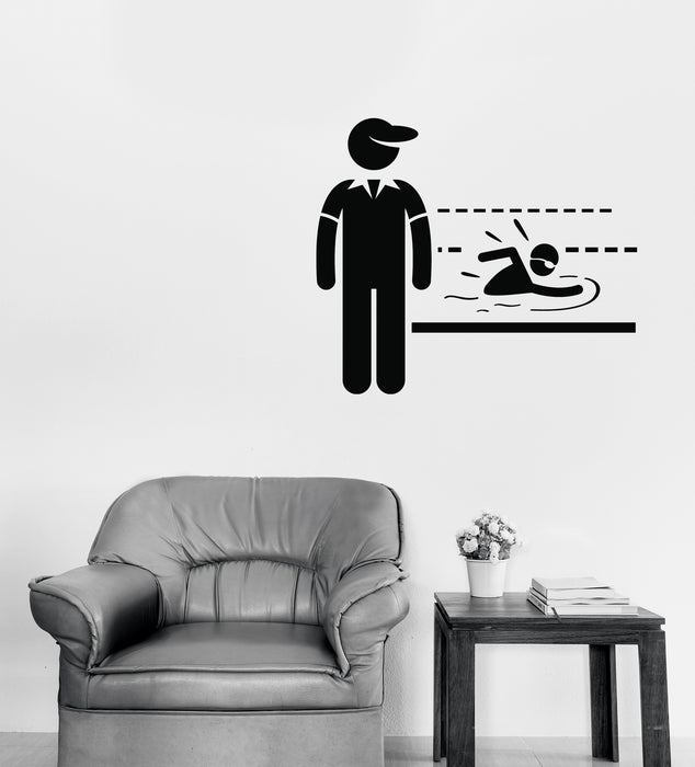 Vinyl Wall Decal Swimming Coach Instructor Teacher Jobs Occupations Unique Gift (n1399)