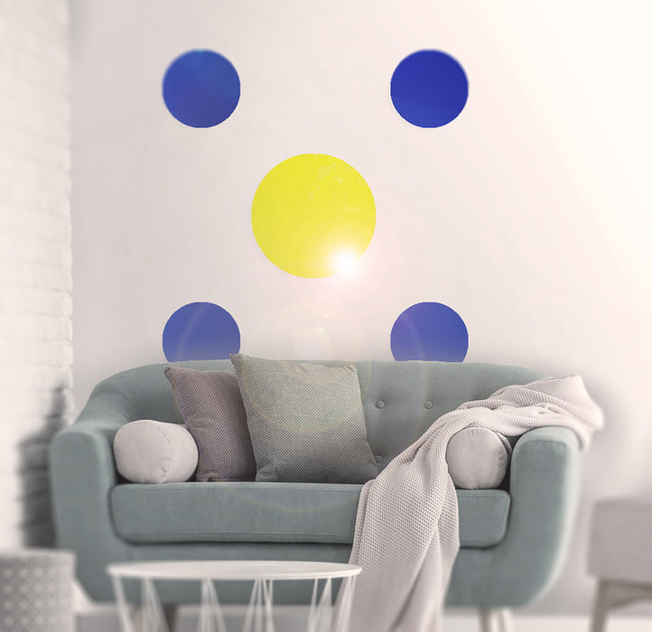 Large Abstract Blue And Yellow Circles Vinyl Decal Interior ab004