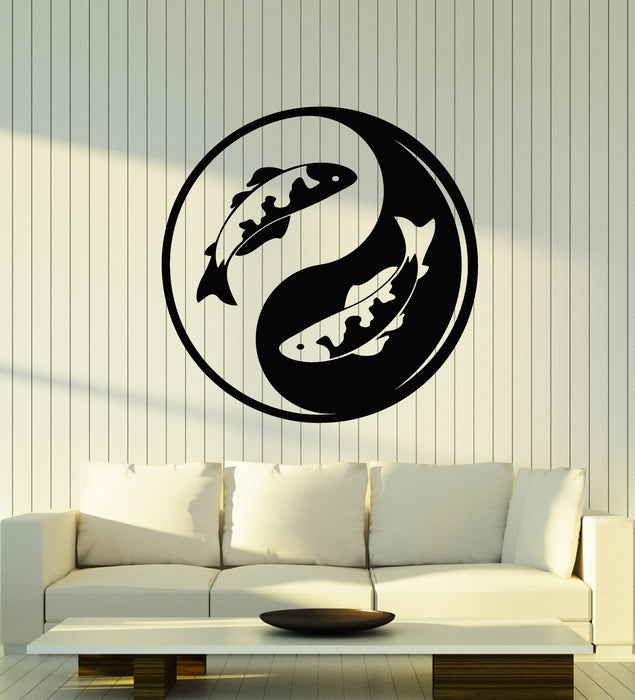 Vinyl Wall Decal Koi Fish Yin Yang Zen Asian Decor Fishes Yoga Symbol Stickers Mural (g2198)