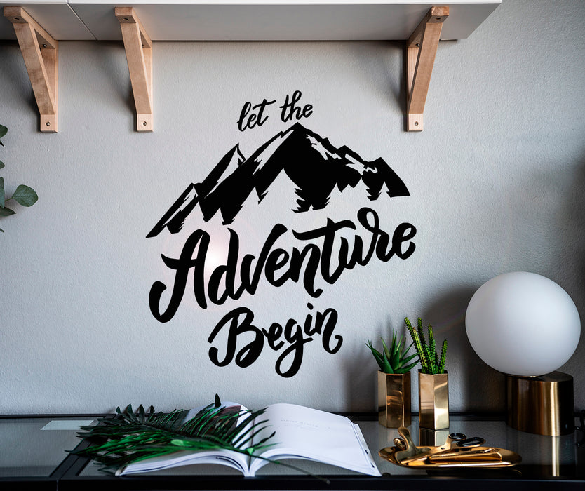 Vinyl Wall Decal Quote Let Be Adventure Begins Mountains Phrase Stickers Mural 22.5 in x 21 in gz122