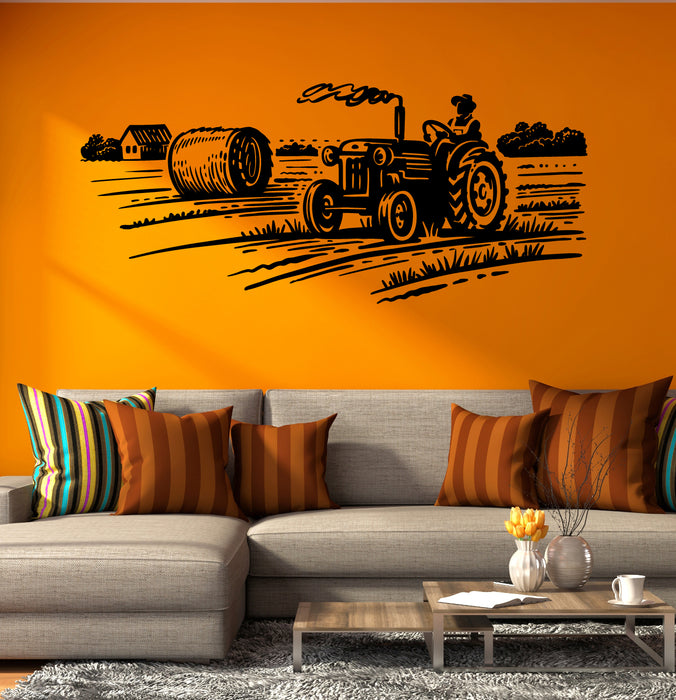 Agricultural Work Vinyl Wall Decal Tractor Crops Farmer Sticker Mural (k122)