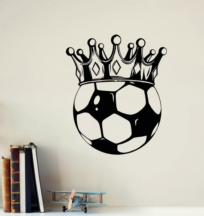 Vinyl Wall Decal Soccer Ball Play Game Sports Crown Teen Room Stickers Mural (g6285)