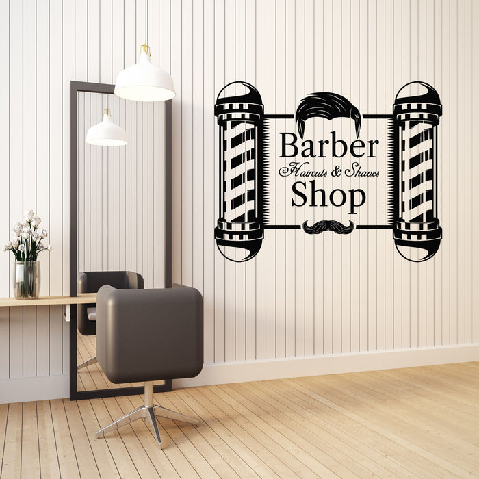 Vinyl Wall Decal Barbershop Haircuts Shaves Man's Hair Style Stickers Mural (g8109)