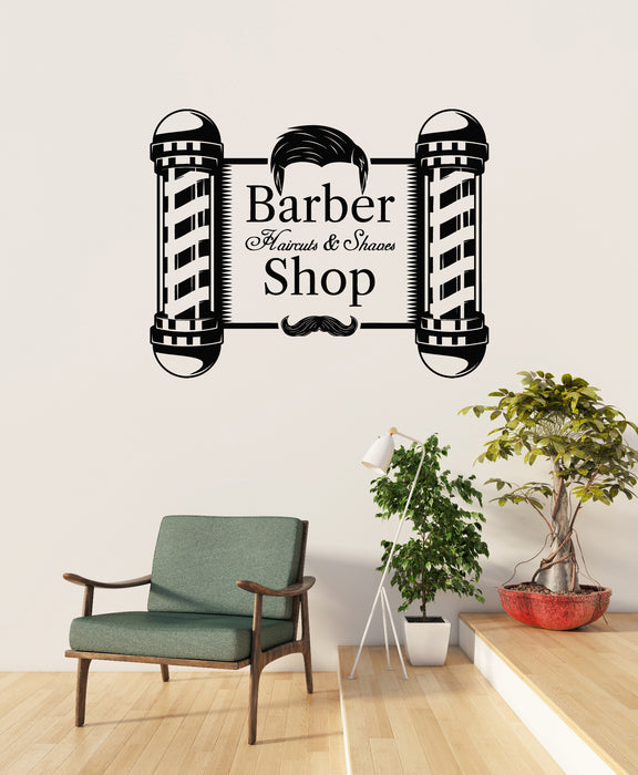 Vinyl Wall Decal Barbershop Haircuts Shaves Man's Hair Style Stickers Mural (g8109)