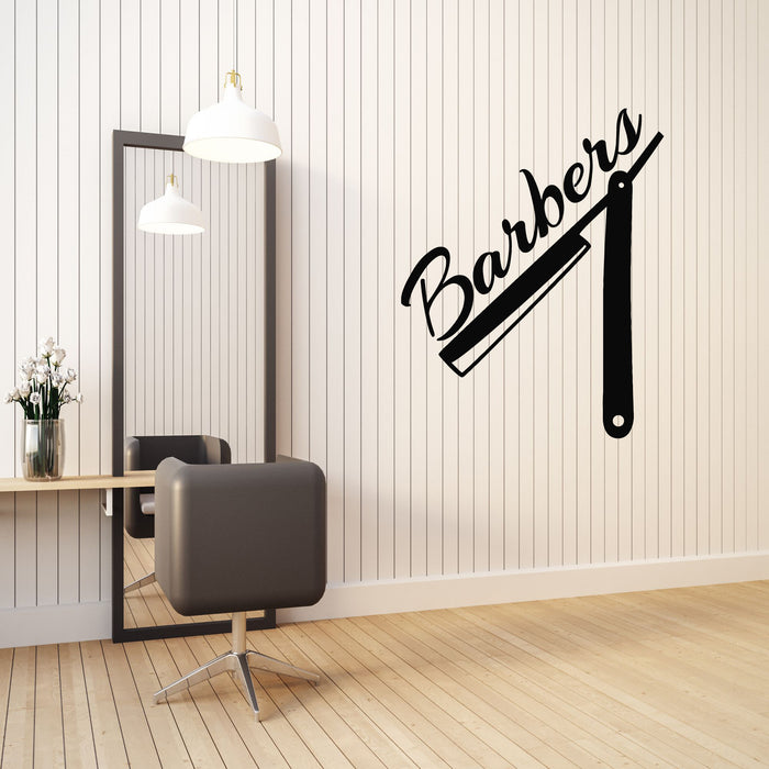 Vinyl Wall Decal Razor Blade Barbershop Man's Hair Salon Stickers Mural (g8211)