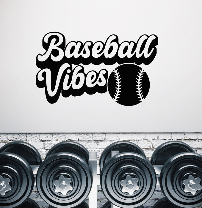 Vinyl Wall Decal Lettering Baseball Vibes Team Game Ball Sport Decor Stickers Mural (g8360)