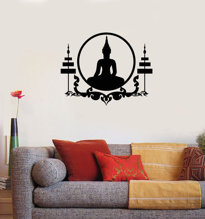 Vinyl Wall Decal Sitting Buddha Zen Buddhism Room Home Interior Stickers Mural (ig5782)