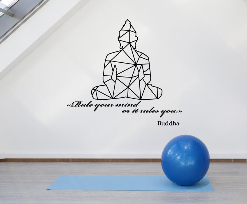 Vinyl Wall Decal Polygonal Buddha Buddhist Quote Yoga Studio Stickers Mural (g3378)