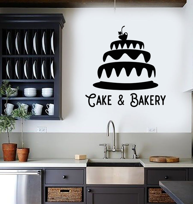 Vinyl Wall Decal Cake Bakery Bakeshop Kitchen Confectionary Sweets Stickers Mural (g3070)