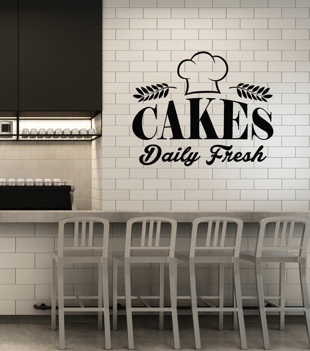 Vinyl Wall Decal Cakes Daily Fresh Pastry Shop Bakery Bread Stickers Mural (g7774)