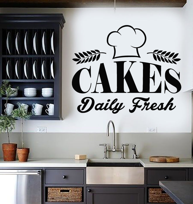 Vinyl Wall Decal Cakes Daily Fresh Pastry Shop Bakery Bread Stickers Mural (g7774)