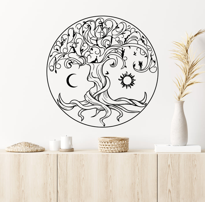 Vinyl Wall Decal Celtic Tree Of Life Symbol Nature Fairies Sun Moon Stickers (1359ig)