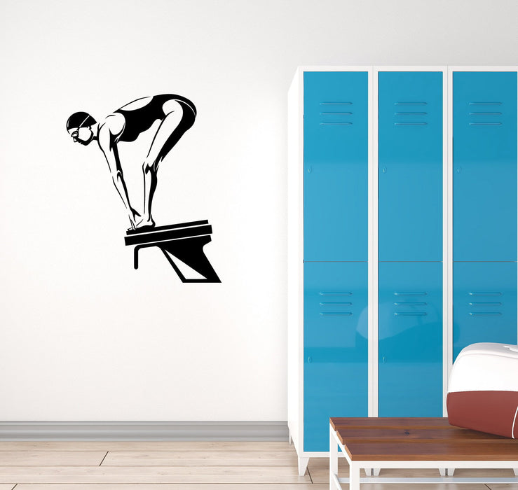 Vinyl Decal Swimmer Swimming Pool Wall Sticker Mural Sport Woman Unique Gift (g076)