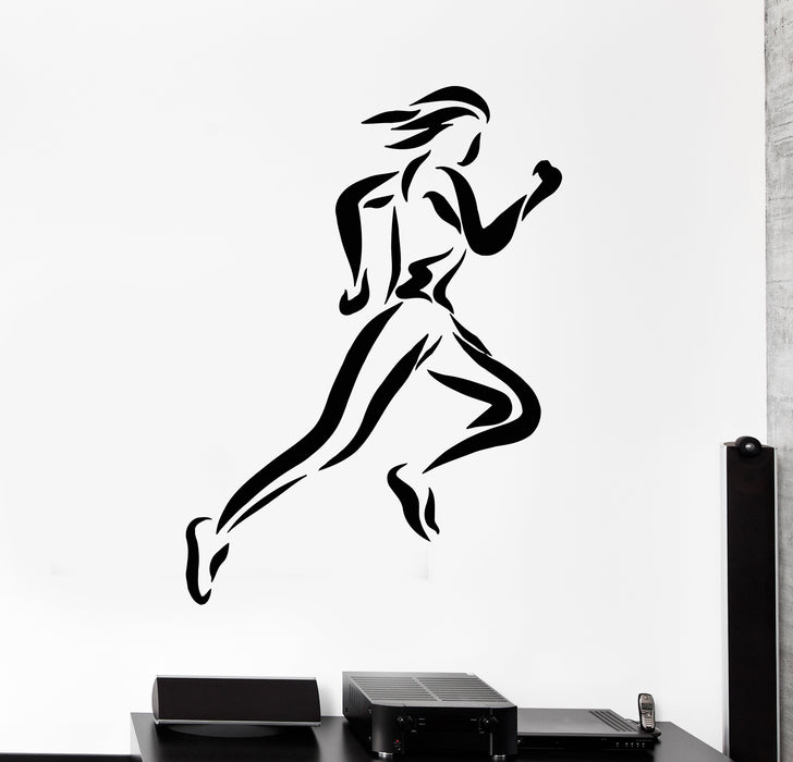 Wall Decal Sport Girl Running Fitness Silhouette Vinyl Sticker (ed1648)