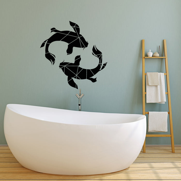 Vinyl Wall Decal Asian Style Japanese Couple Carp Fishes Stickers Mural (g3769)