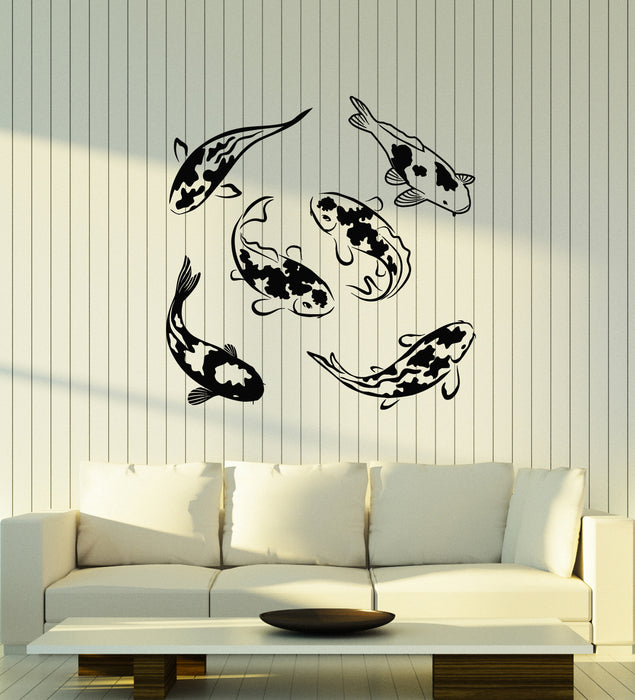 Vinyl Wall Decal Asian Style Koi Carp Sea Fishes Aquarium Stickers Mural (g3682)