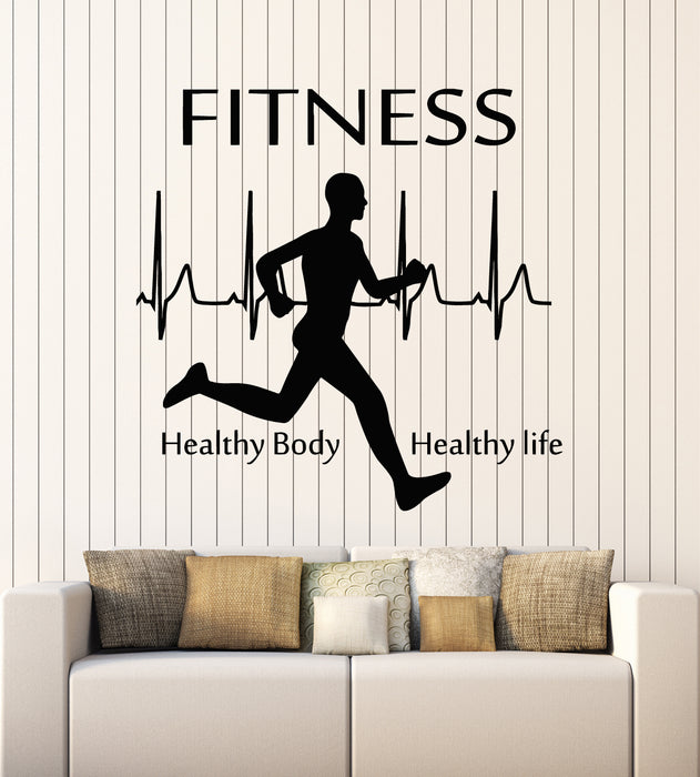 Vinyl Wall Decal Healthy Body Life Running Fitness Sports Stickers Mural (g5589)