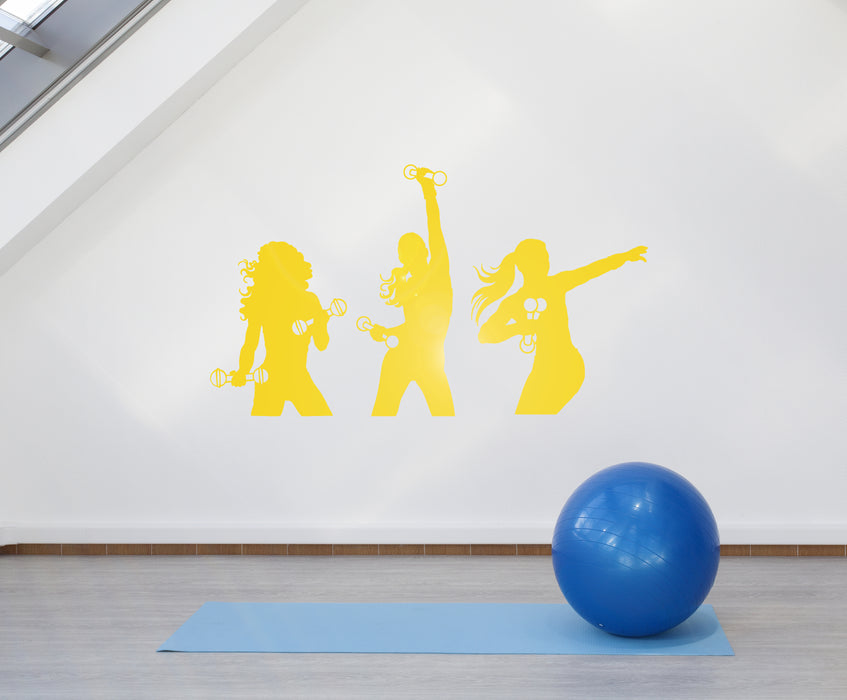 Vinyl Wall Decal Sport Fitness Girls Gym Aerobics Dumbbells Stickers Unique Gift (1400ig)