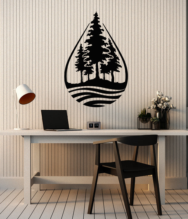 Vinyl Wall Decal Pure River Pine Tree Environment Nature Water Drop Living Room (g7273)