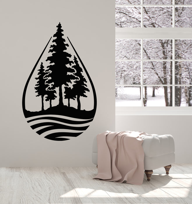 Vinyl Wall Decal Pure River Pine Tree Environment Nature Water Drop Living Room (g7273)