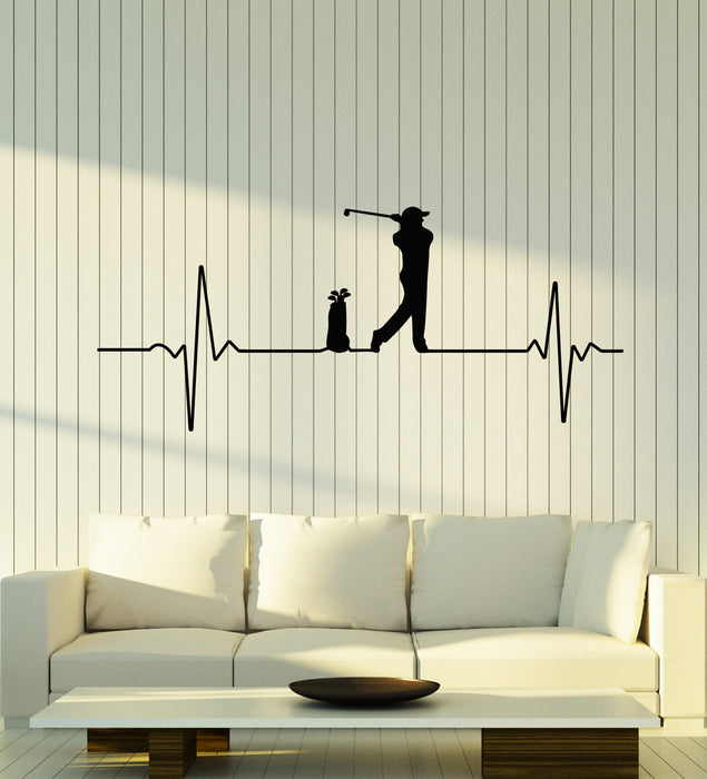 Vinyl Wall Decal Golf Player Golfer Sport Club Heartbeat Stickers Mural (g1989)