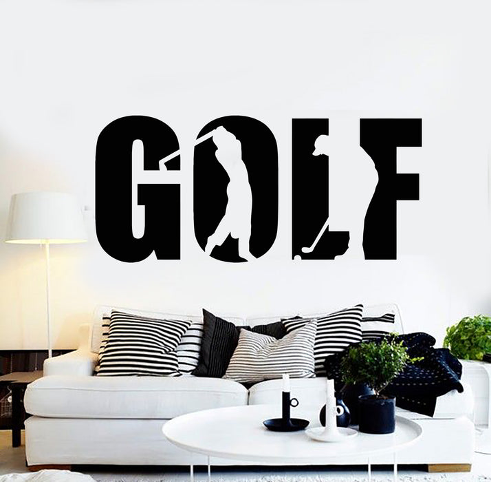 Vinyl Wall Decal Golf Word Golfer Sport Club Golfing Game Stickers Mural (g463)