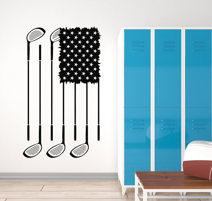 Vinyl Wall Decal Golf Sport Game Club Flag of America Interior Stickers Mural (g5836)