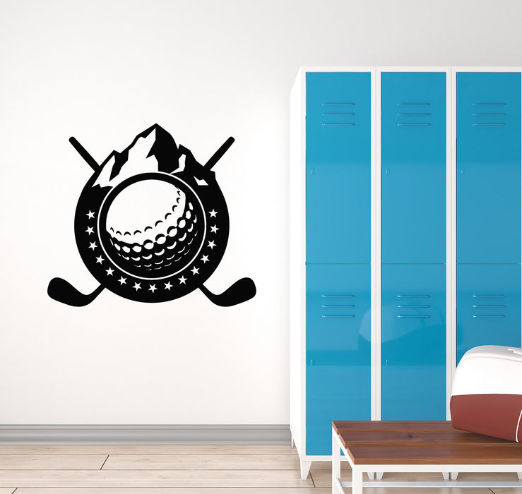 Vinyl Wall Decal Golf Club Ball Sign Symbol Sport Game Mountains Stickers Mural (g6891)