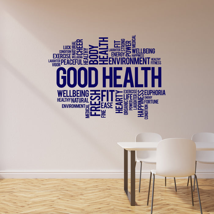Vinyl Wall Decal Good Health Healthy Living Lifestyle Home Gym Fitness Words Stickers Mural (ig6450)