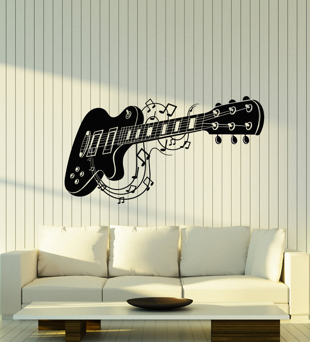Vinyl Wall Decal Guitar Notes Music Shop Musical Instrument Stickers Mural (g1226)