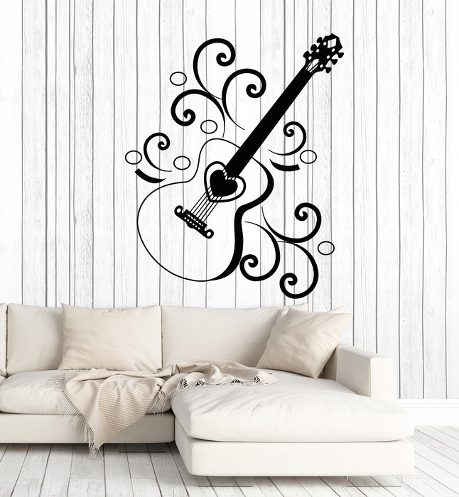Vinyl Wall Decal Music Love Acoustic Guitar Musical Instrument Store Stickers Mural (g7845)