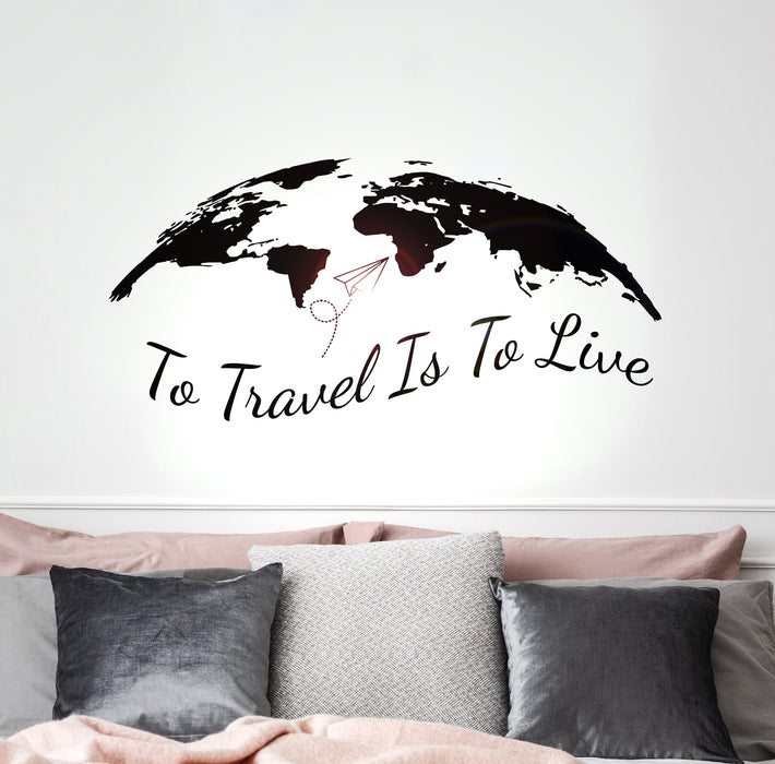 Vinyl Wall Decal World Travel To Live Tourist Agency Stickers Mural 35 in x 20 in gz239