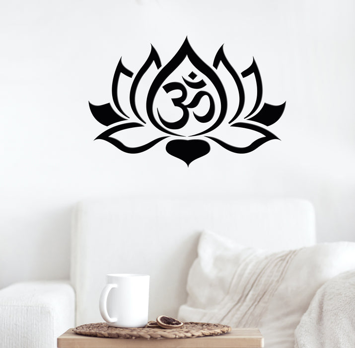 Vinyl Wall Decal Lotus Breathe Yoga Studio Meditation Stickers Mural 17.5 in x 11.5 in gz264