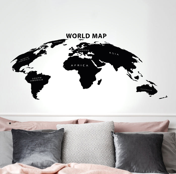 Vinyl Wall Decal Earth Atlas World Map Travel Adventure Geography School Stickers Mural 35 in x 17 in gz277