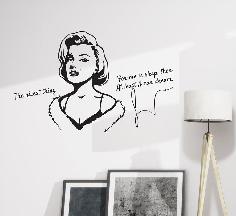 Wall Decal Marilyn Monroe Quote Phrase Bedroom Art Vinyl Decor Black 28 in x 17.5 in gz370