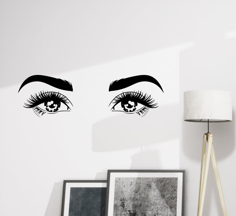 Wall Decal Woman Beauty Salon Eyes Girl Face Interior Vinyl Decor Black 35 in x 11in gz566