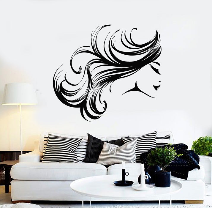 Vinyl Wall Decal Beauty Girl Face Hair Spa Salon Barber Stickers Mural (g5250)
