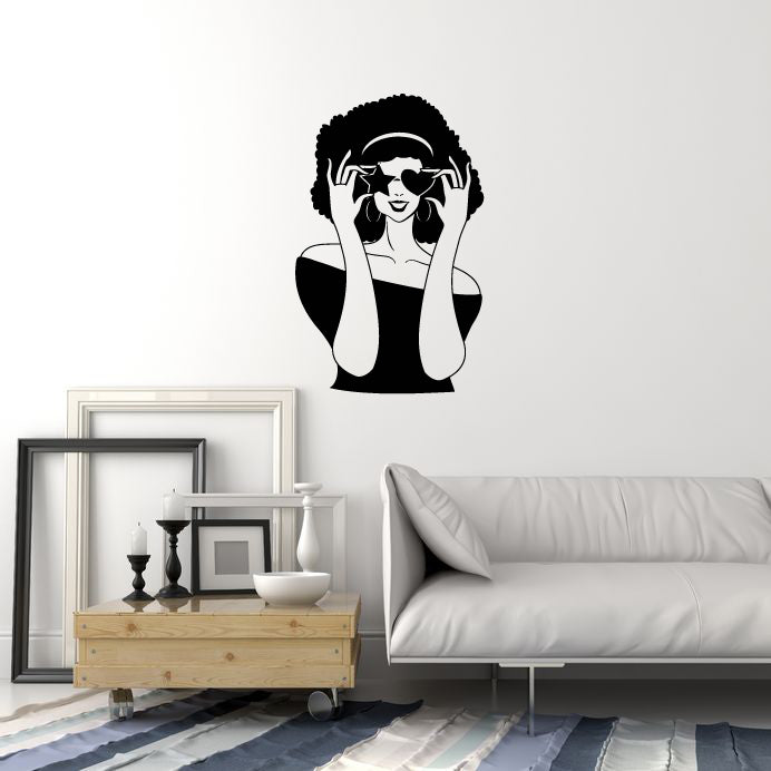 Vinyl Wall Hippie Black Afro Lady Sexy Woman African American Girl Stickers Mural (ig5991)