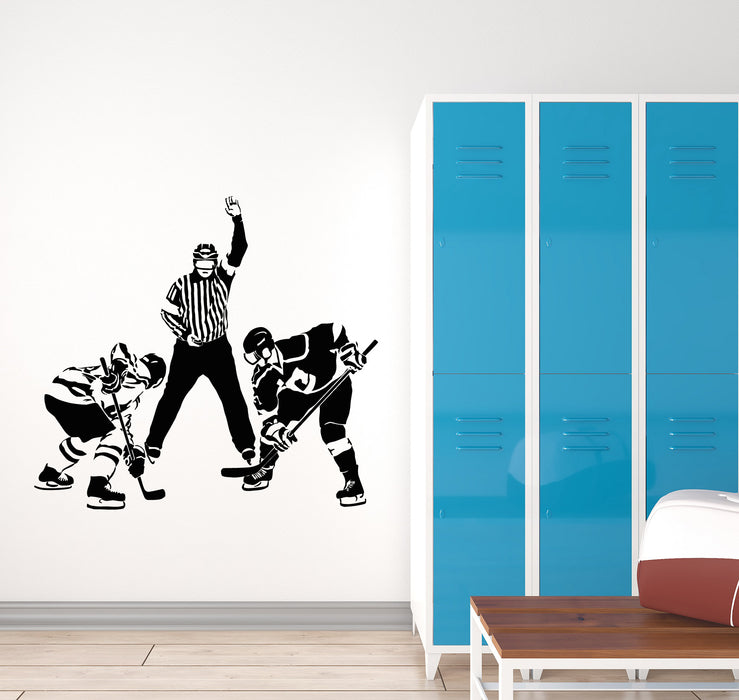 Vinyl Wall Decal Hockey Players Winter Sports Referee Sports Fan Stickers Mural (g1854)