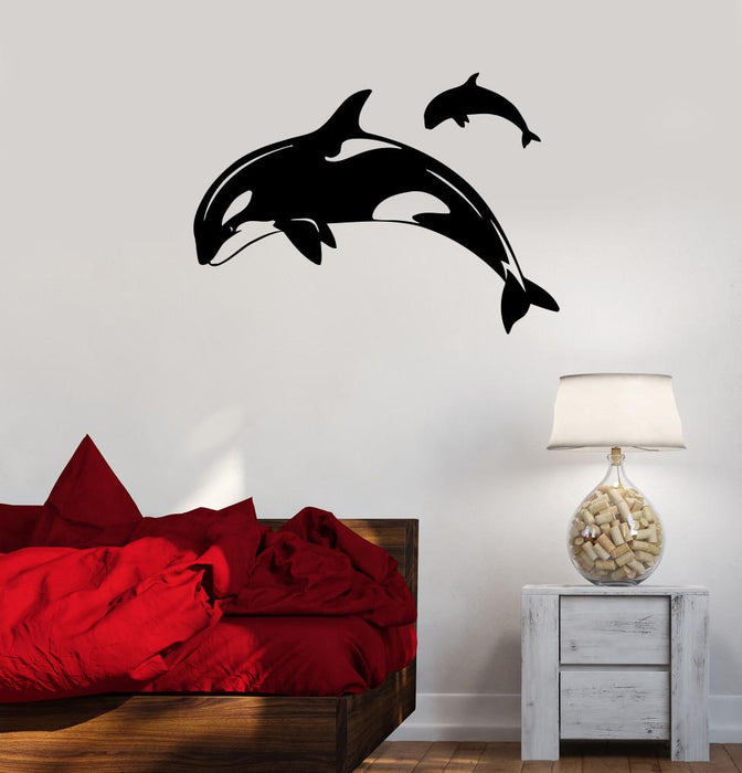 Vinyl Decal Whale Nautical Marine Ocean Sea Bathroom Decor Wall Stickers Unique Gift (ig112)