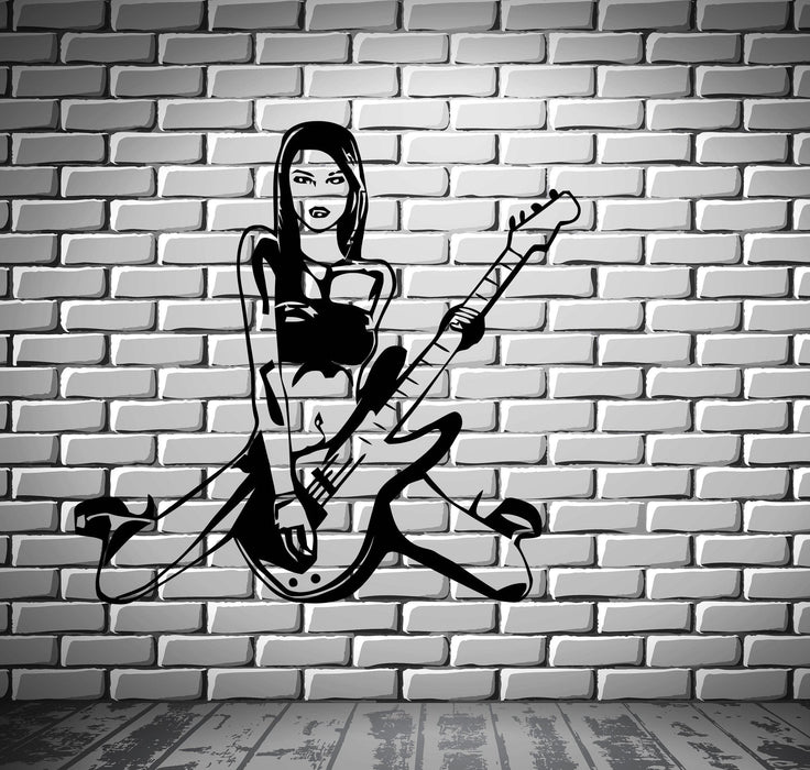 Singer Wall Decal Sexy Girl Rock Music Guitar Stickers Vinyl (ig1583)
