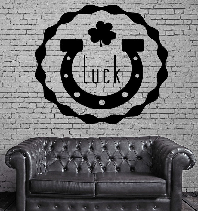 Luck Wall Stickers Ireland Irish Shamrock Mascot Horseshoe Vinyl Decal Unique Gift (ig2409)