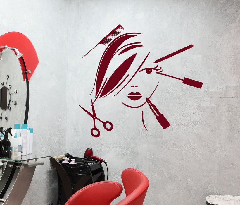 Vinyl Decal Beauty Salon Decor Hair Stylist Tools Spa Barber Style Wall Sticker Mural Unique Gift (ig2529)