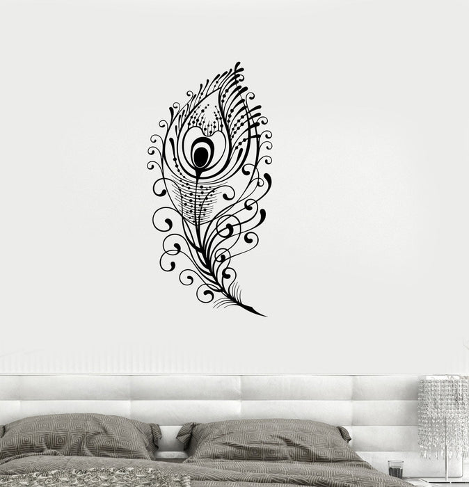 Vinyl Decal Peacock Feather Beautiful Wall Sticker Living Room Decor Girls Room Decoration Unique Gift (ig2651)