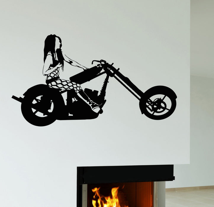 Vinyl Decal Biker Woman Motorcycle Racing Sports Girl Room Wall Stickers Unique Gift (ig2652)