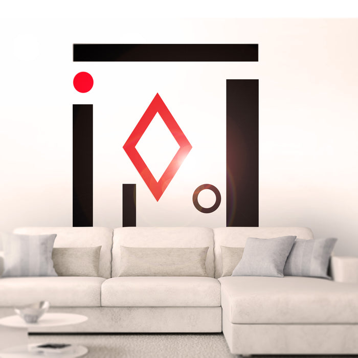 Large Abstract Red and Black Diamond Vinyl Decal Interior 65in x 60in ab006