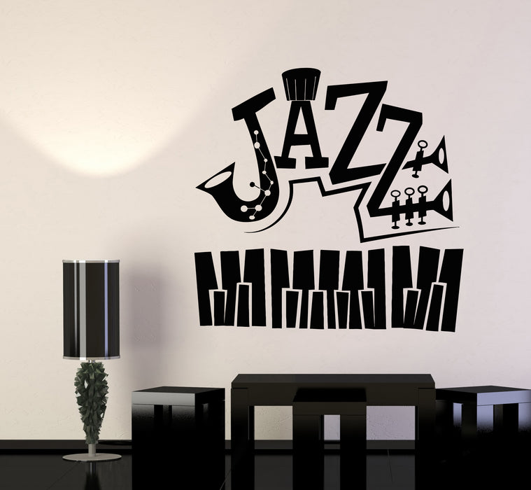 Vinyl Wall Decal Jazz Bar Music Abstract Piano Musical Instruments Stickers Mural (g6311)