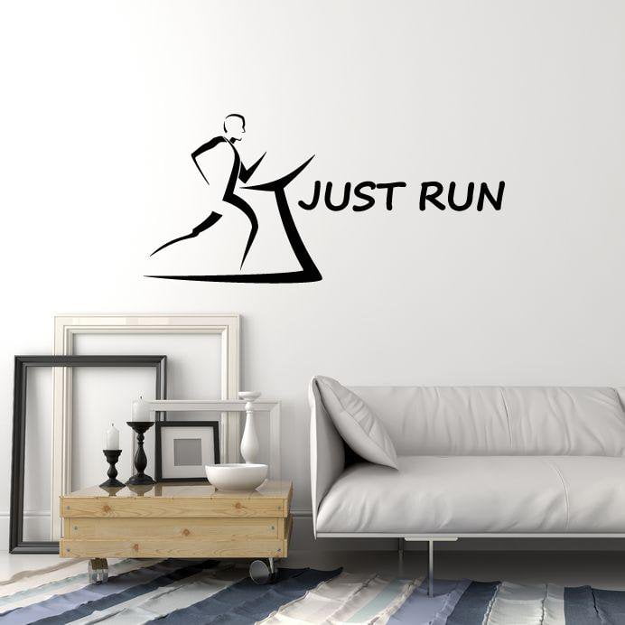 Vinyl Wall Decal Just Run Phrase Running Sport Runner Gym Decor Quote Stickers Mural (ig5566)