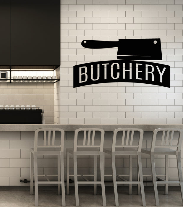 Vinyl Wall Decal Knife Butcher Shop Kitchen Meat Steak Cafe Stickers Mural (g7764)