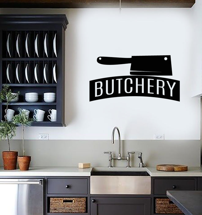 Vinyl Wall Decal Knife Butcher Shop Kitchen Meat Steak Cafe Stickers Mural (g7764)